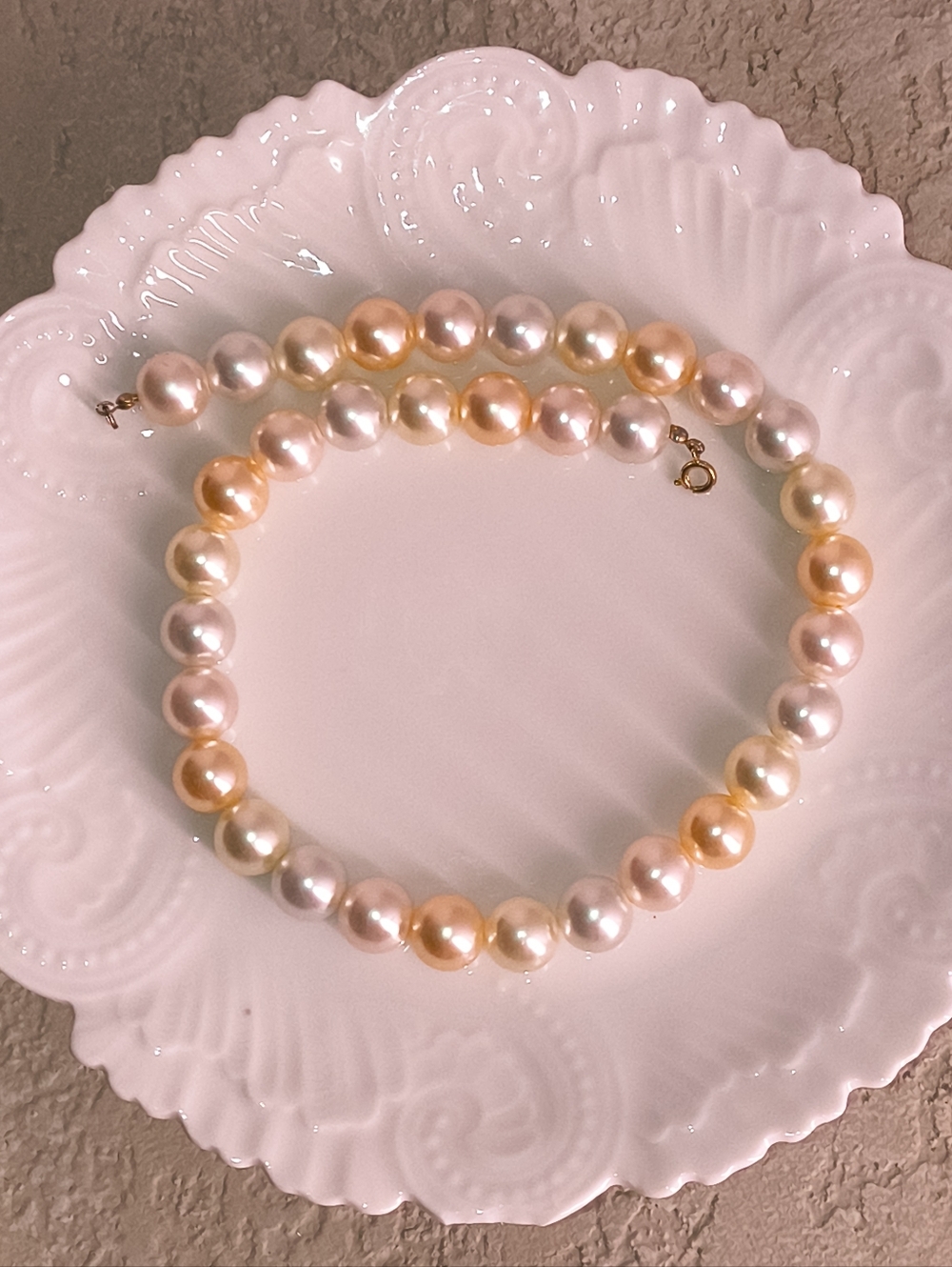 Classic Multi-Tone Faux Tri Color Pink Pearl Necklace Choker Short Princess